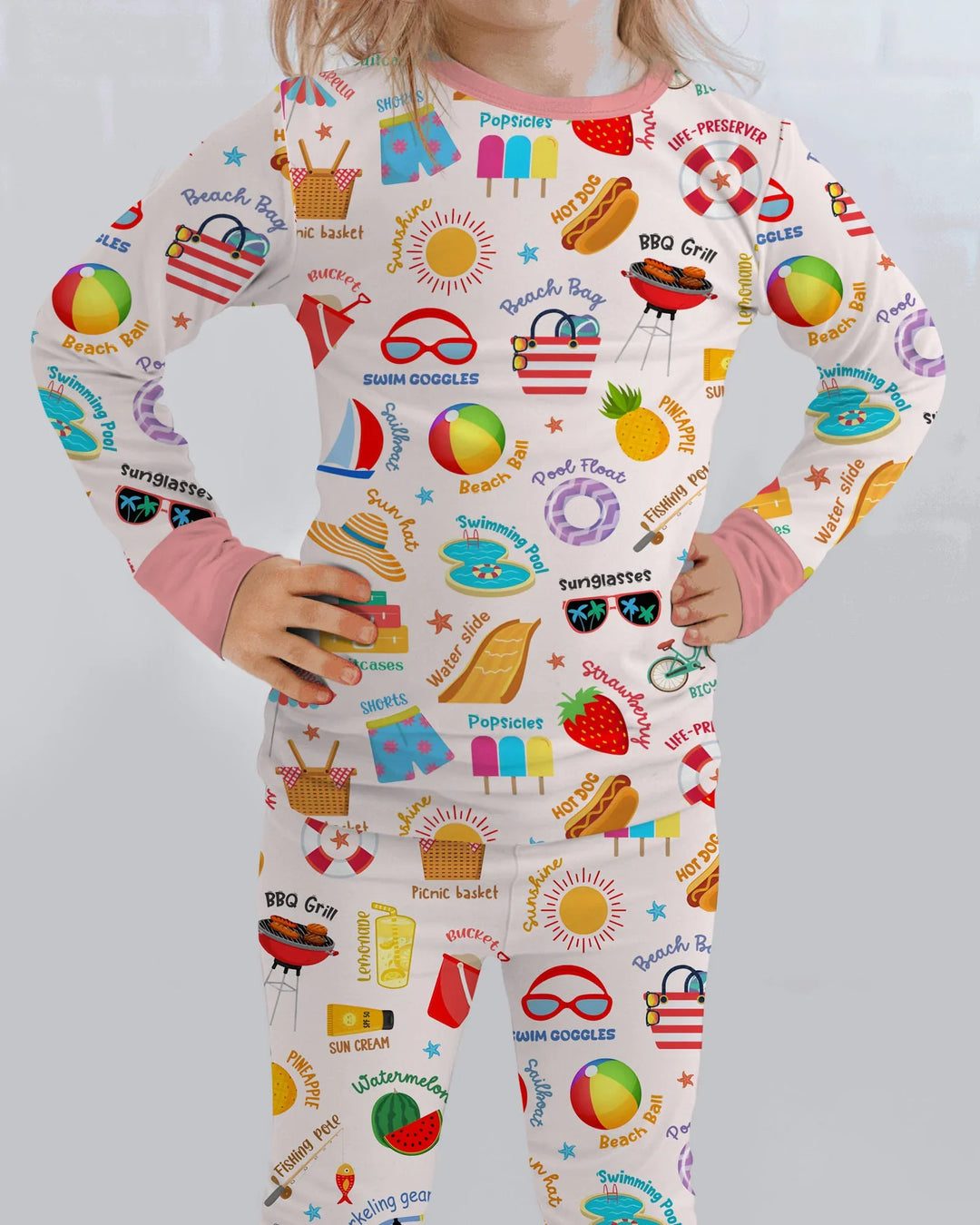 Zweiteiliges Langarm-Pyjama-Set mit Sommerfrüchten