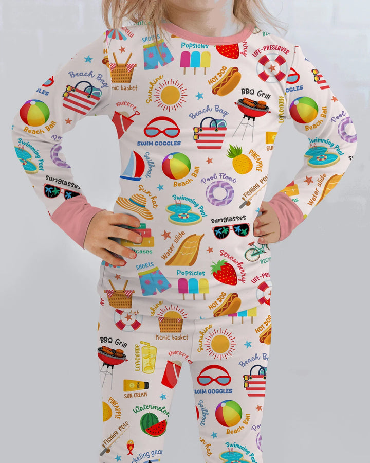 Zweiteiliges Langarm-Pyjama-Set mit Sommerfrüchten
