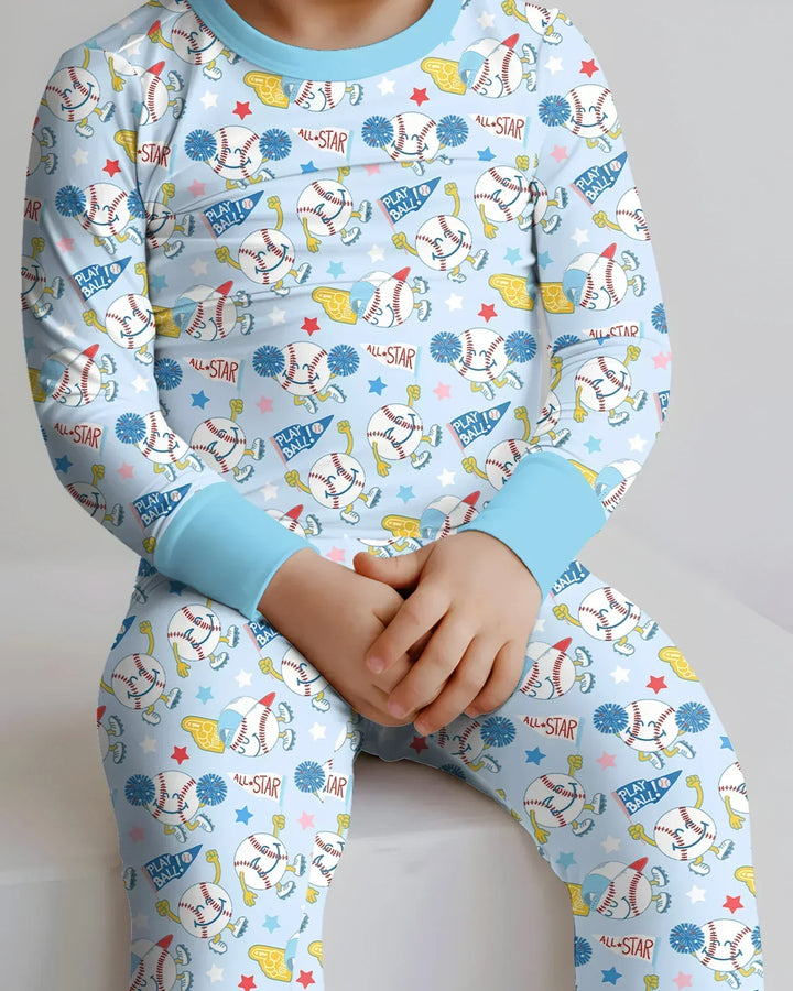Zweiteiliges Langarm-Pyjama-Set mit Sommerfrüchten