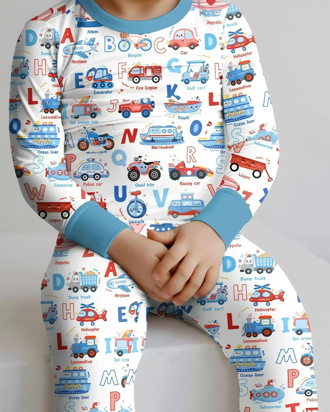 Patriotic Construction Bamboo Two Piece Long Sleeve Pajama Set