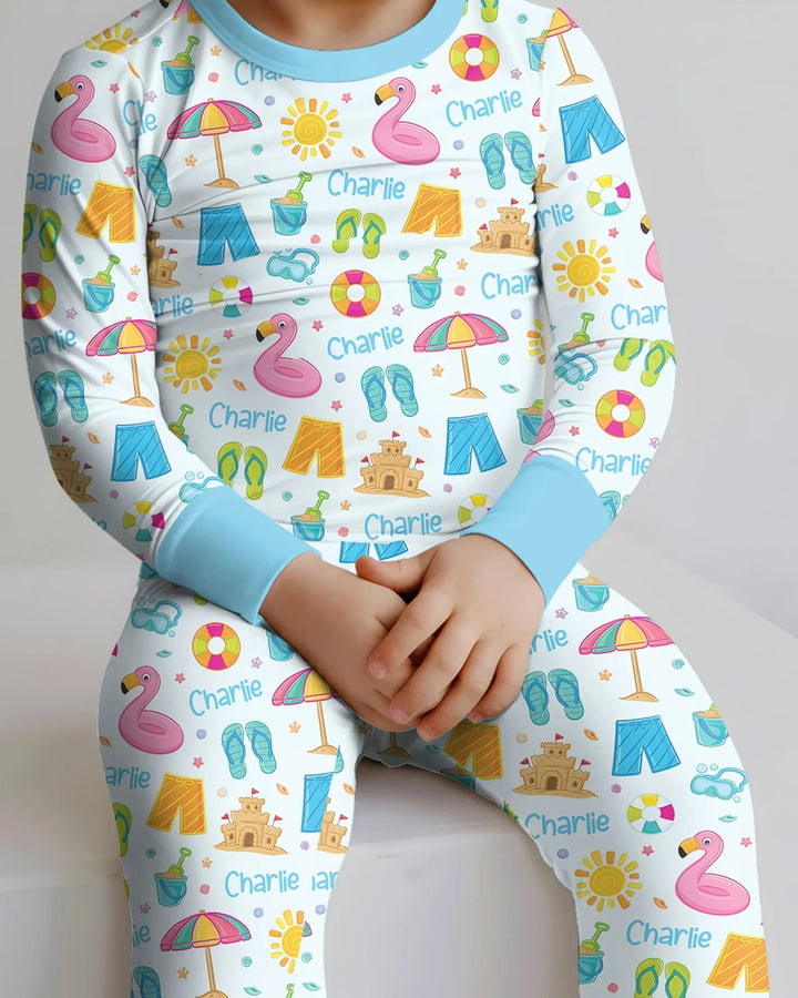Zweiteiliges Langarm-Pyjama-Set mit Sommerfrüchten