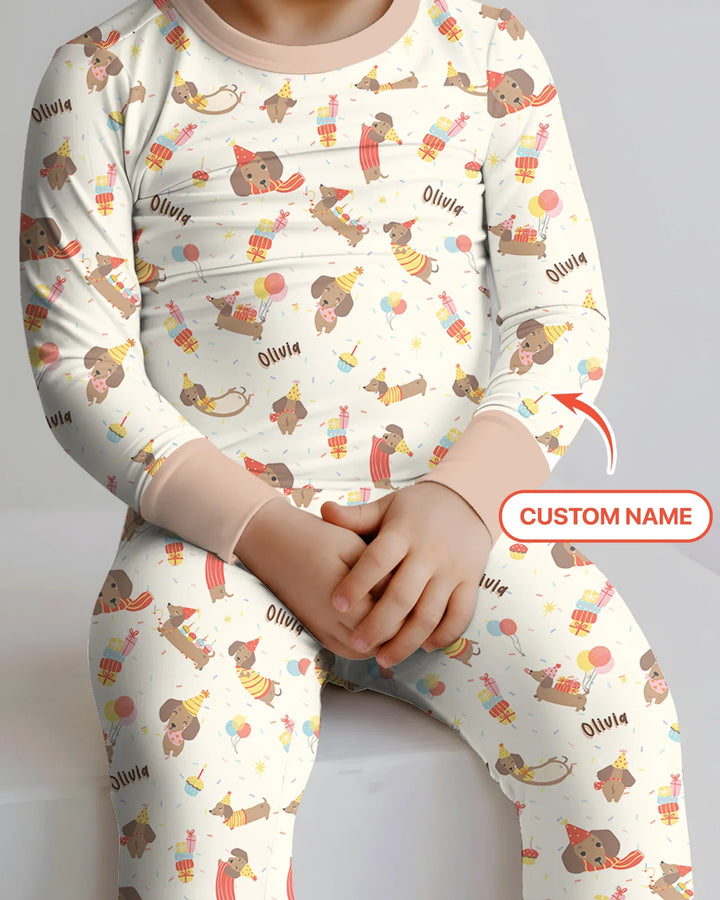 Zweiteiliges Langarm-Pyjama-Set mit Sommerfrüchten