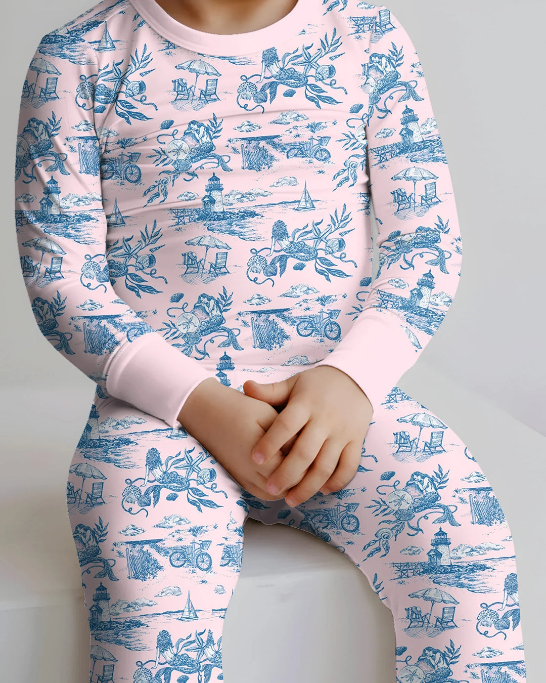 Summer Toile Bamboo Two Piece Long Sleeve Pajama Set