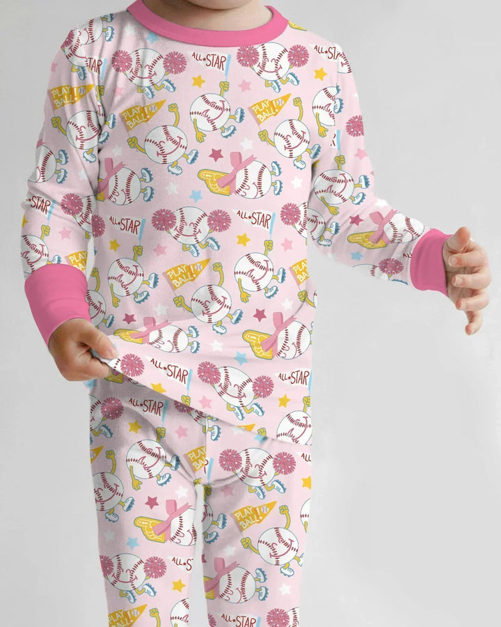 Zweiteiliges Langarm-Pyjama-Set mit Sommerfrüchten