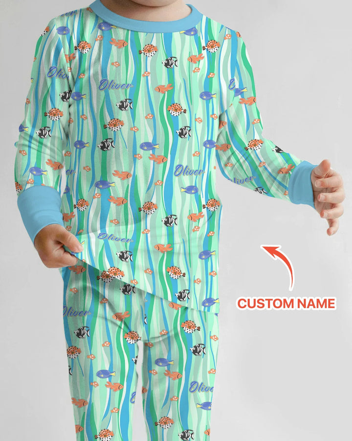 Zweiteiliges Langarm-Pyjama-Set mit Sommerfrüchten