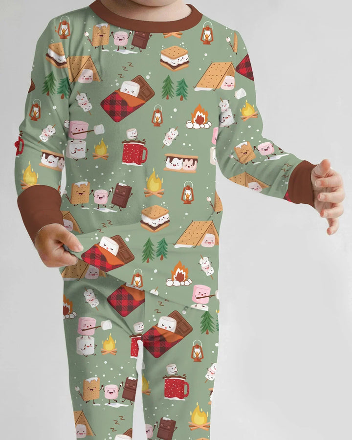 Zweiteiliges Langarm-Pyjama-Set mit Sommerfrüchten