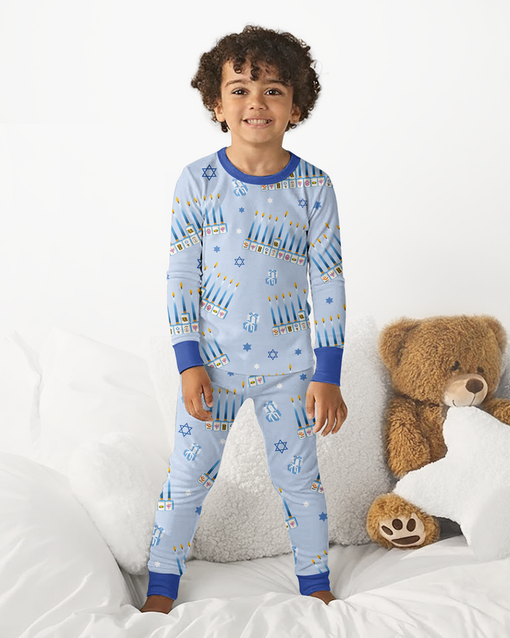 Jewish Mahjong Family Matching Bamboo Two Piece Long Sleeve Pajama Set
