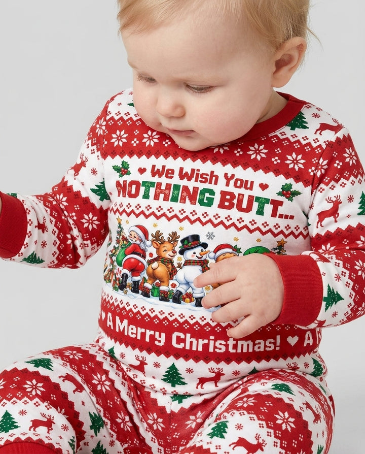 We Wish You Nothing Butt A Merry Christmas Bamboo Two Piece Long Sleeve Pajama Set