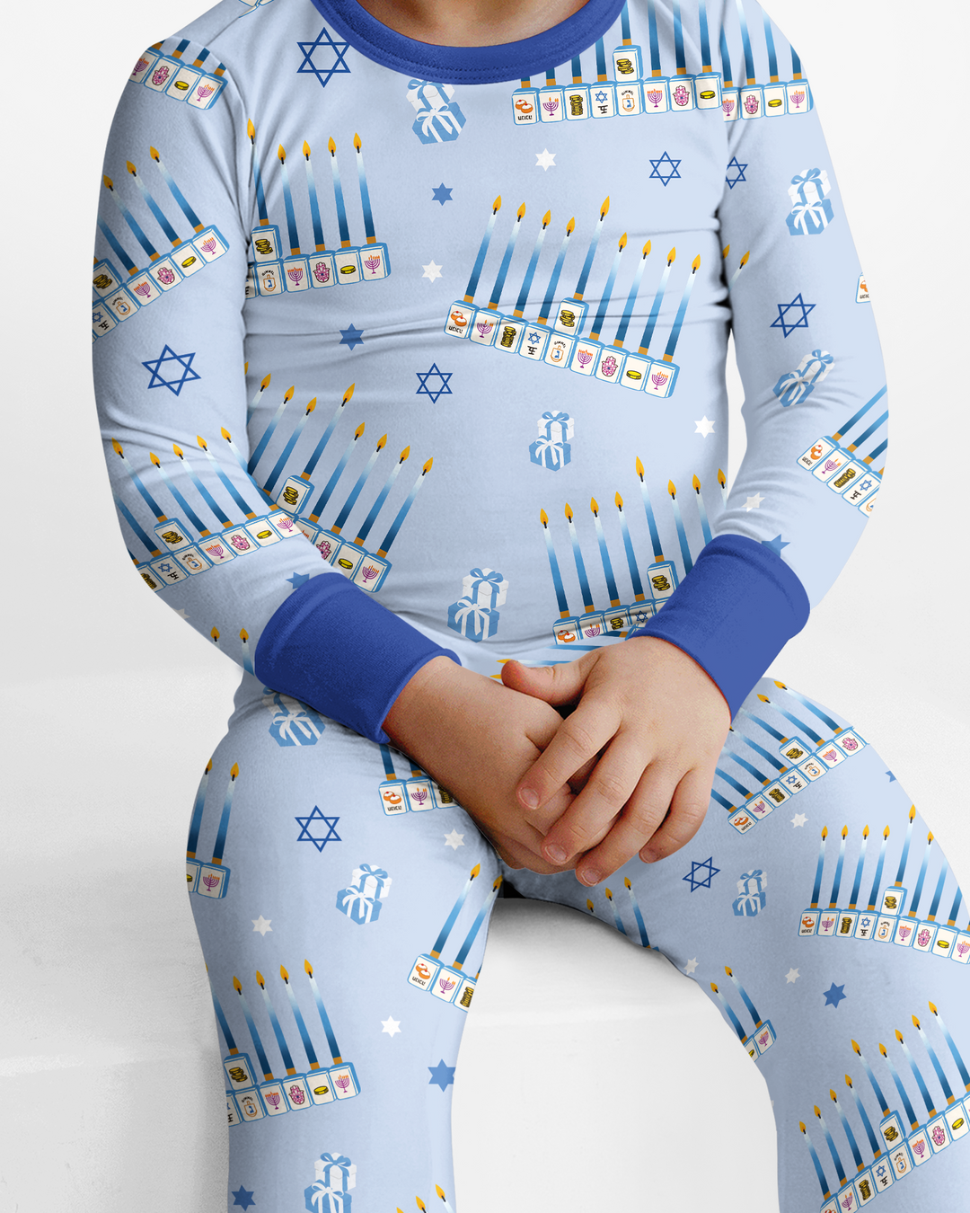 Jewish Mahjong Family Matching Bamboo Two Piece Long Sleeve Pajama Set
