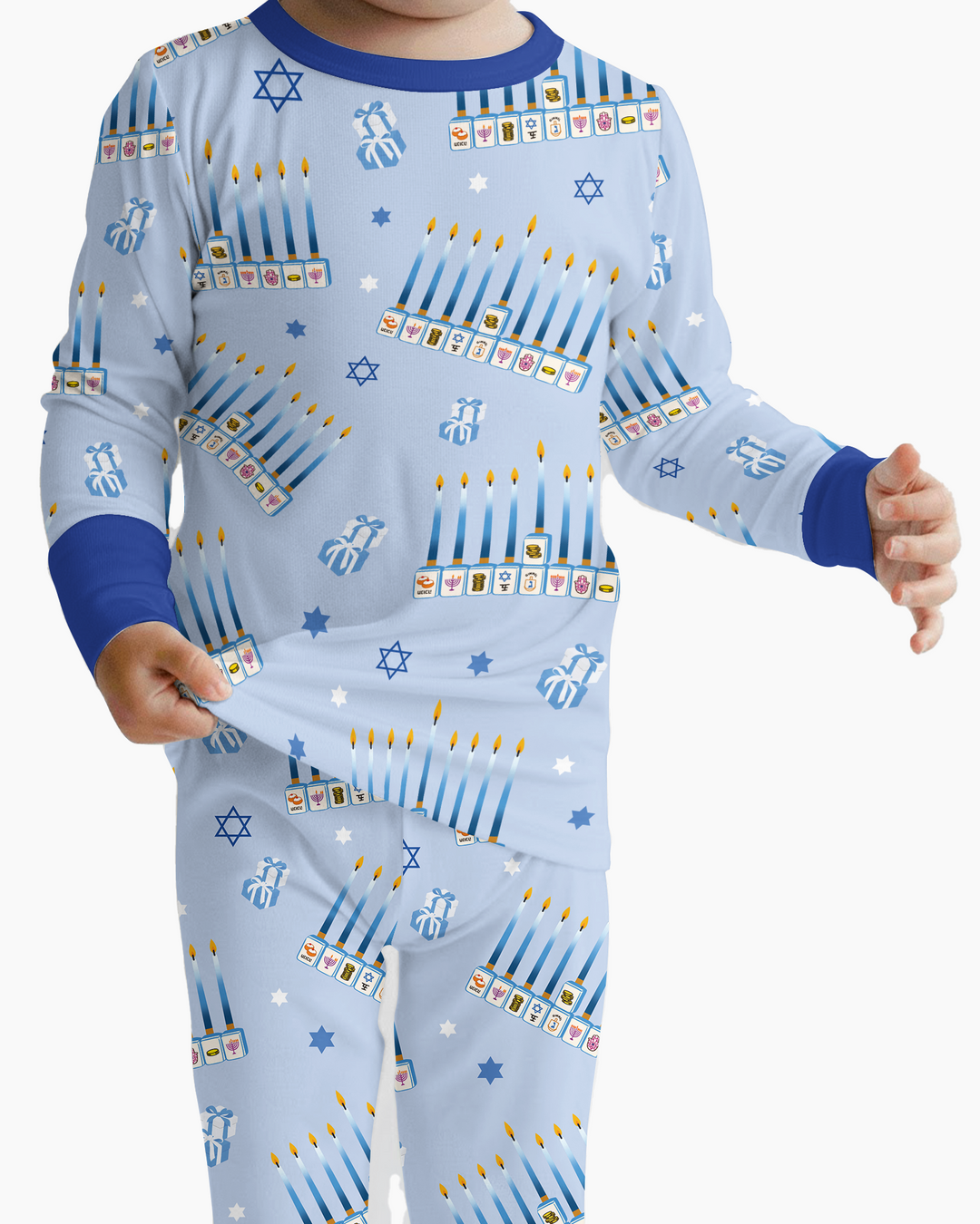 Jewish Mahjong Family Matching Bamboo Two Piece Long Sleeve Pajama Set