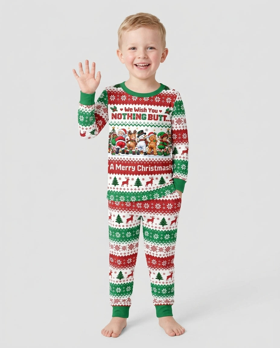 We Wish You Nothing Butt A Merry Christmas Bamboo Two Piece Long Sleeve Pajama Set