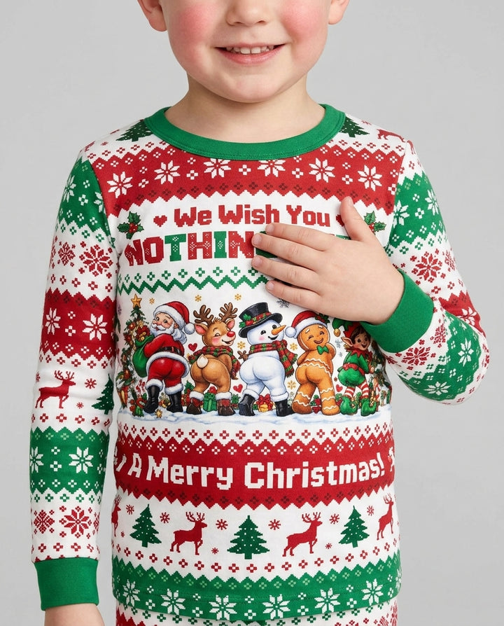 We Wish You Nothing Butt A Merry Christmas Bamboo Two Piece Long Sleeve Pajama Set