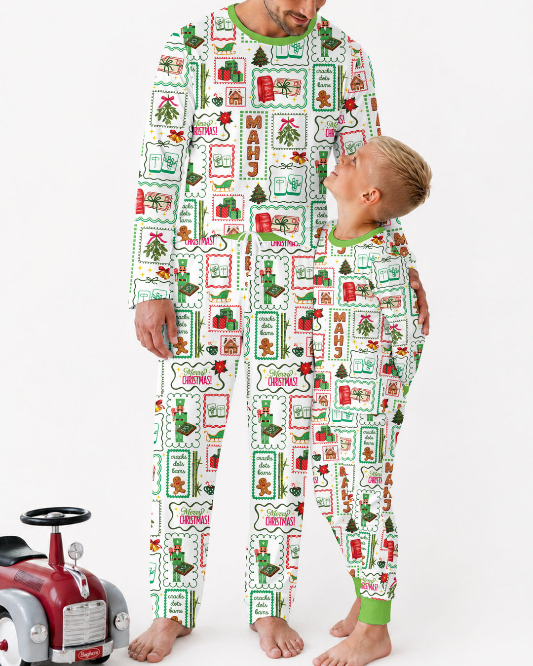 Preppy Christmas Mahjong Bamboo Men's Pajama Set