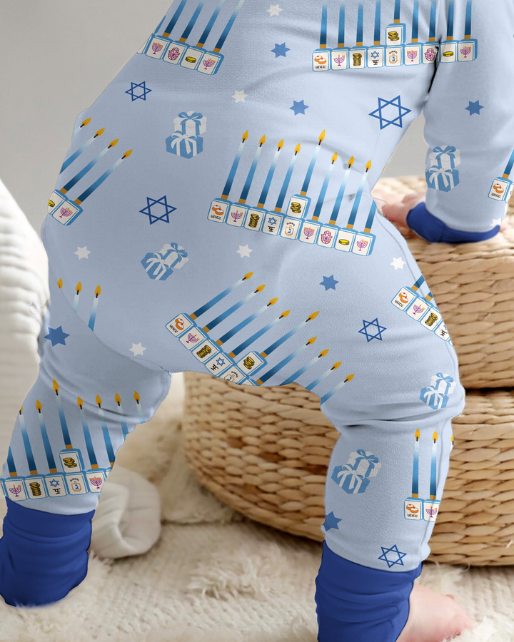 Jewish Mahjong Family Matching Bamboo Two Piece Long Sleeve Pajama Set