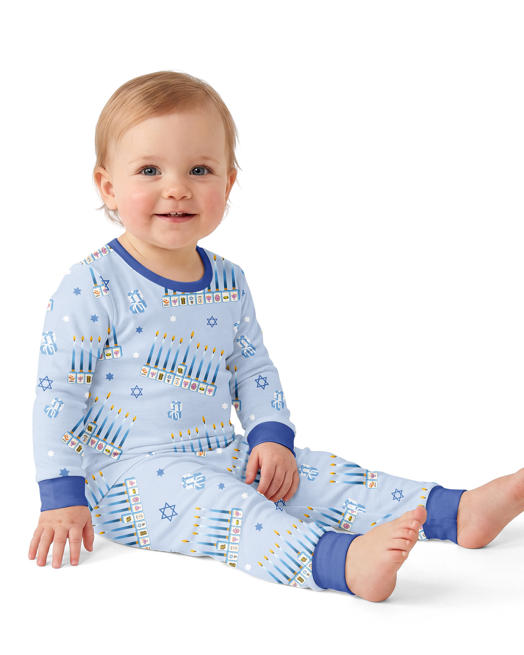 Jewish Mahjong Family Matching Bamboo Two Piece Long Sleeve Pajama Set
