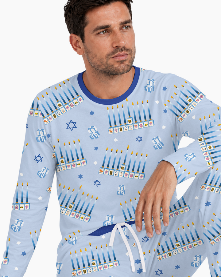 Jewish Mahjong Family Matching Bamboo Men's Pajama Set