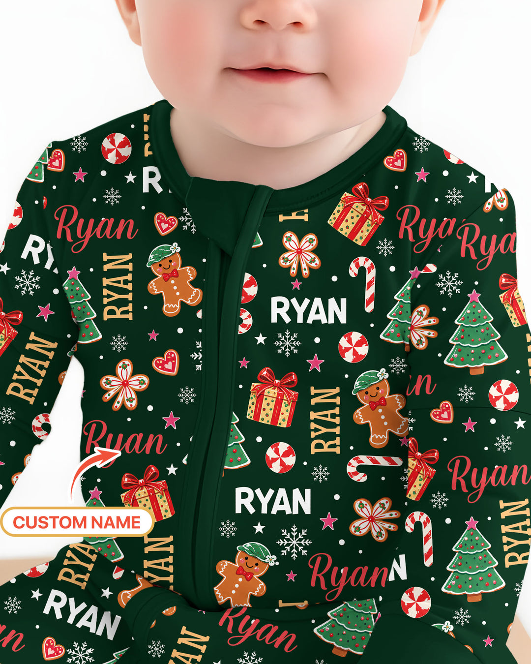 Custom Name Christmas Crew Family Matching Bamboo Convertible Zippy
