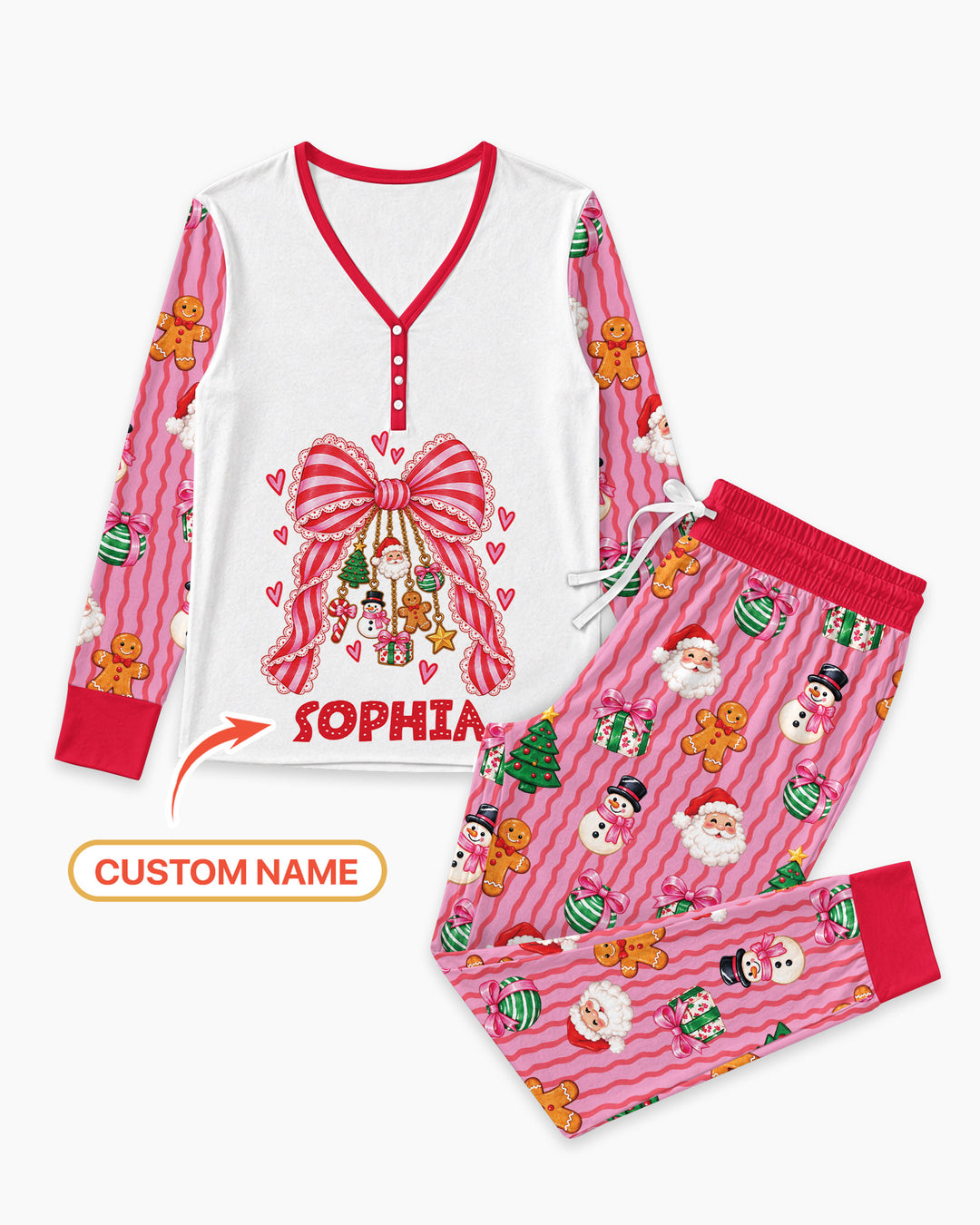 Holly Jolly Custom Name Mommy & Me Matching Bamboo Women Pajama Set