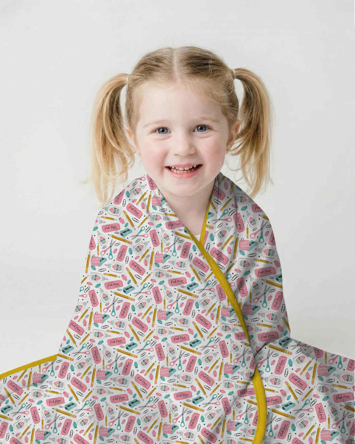 Pink Power School Supplies Bamboo Blanket