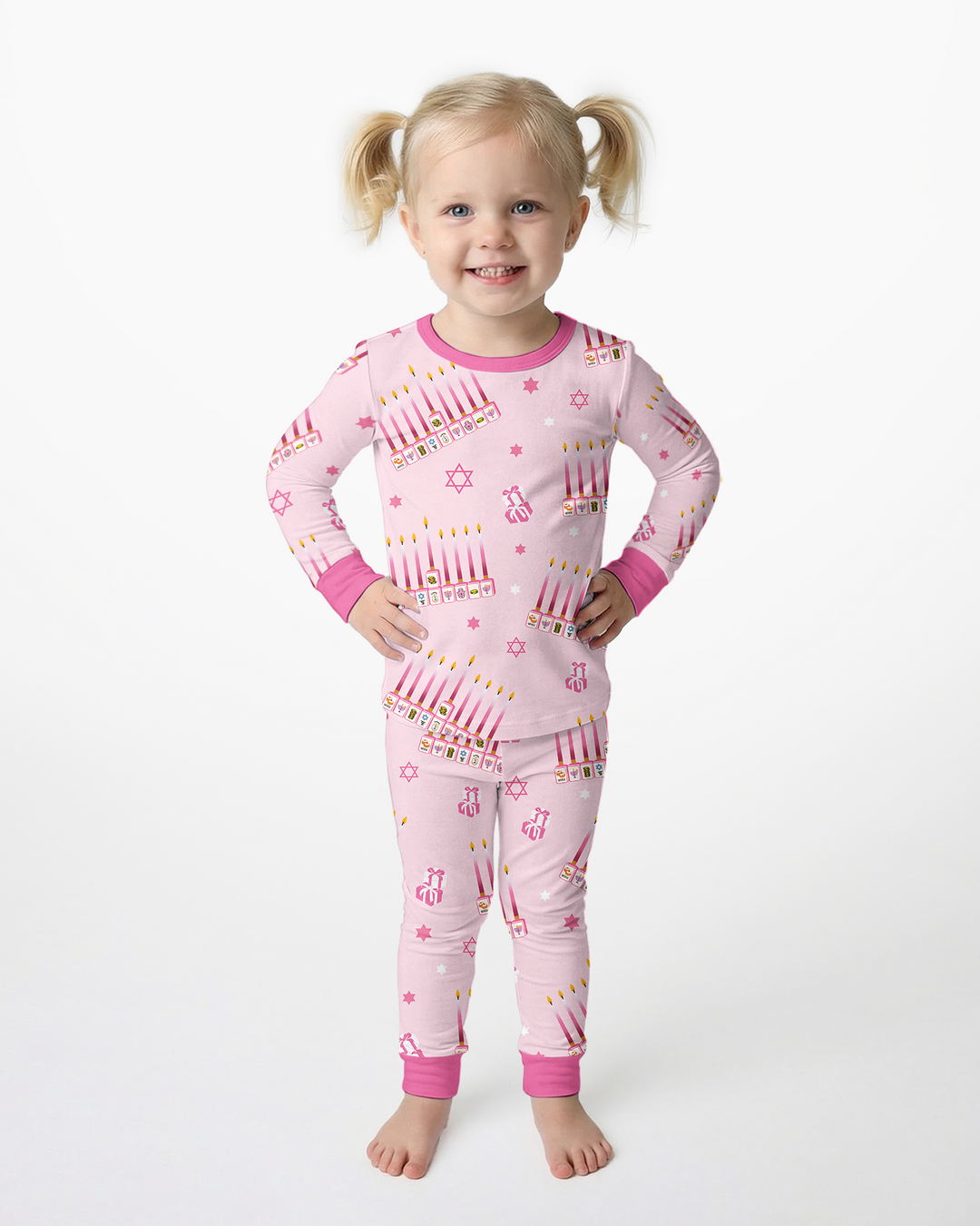 Jewish Mahjong Family Matching Bamboo Two Piece Long Sleeve Pajama Set