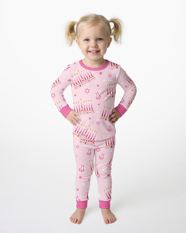 Jewish Mahjong Family Matching Bamboo Two Piece Long Sleeve Pajama Set