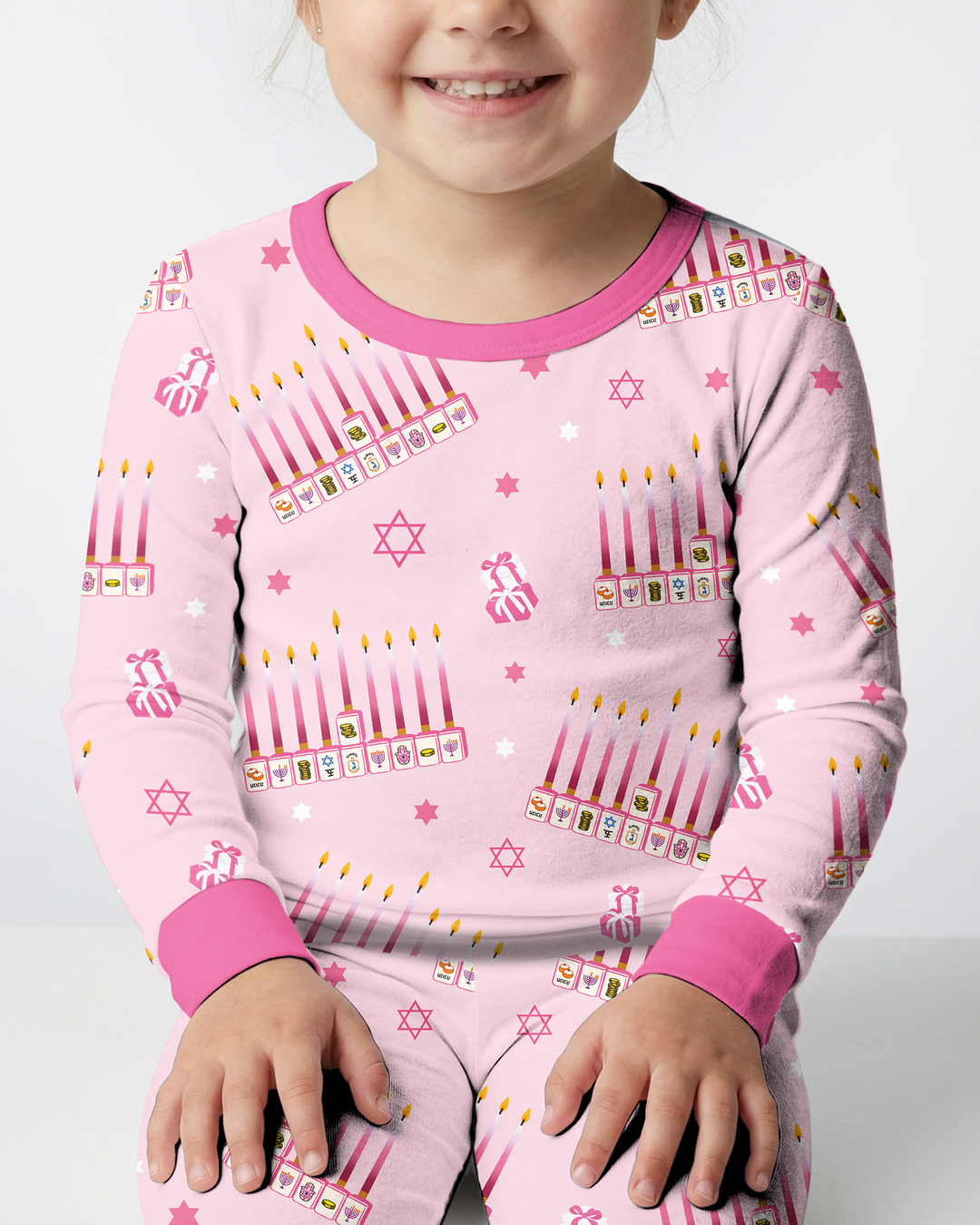 Jewish Mahjong Family Matching Bamboo Two Piece Long Sleeve Pajama Set
