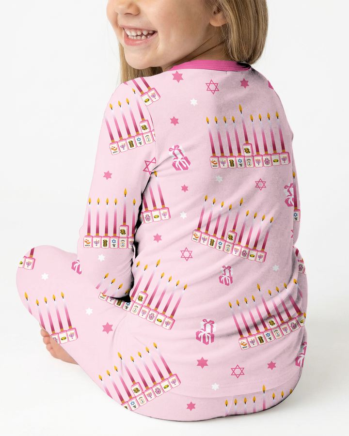 Jewish Mahjong Family Matching Bamboo Two Piece Long Sleeve Pajama Set