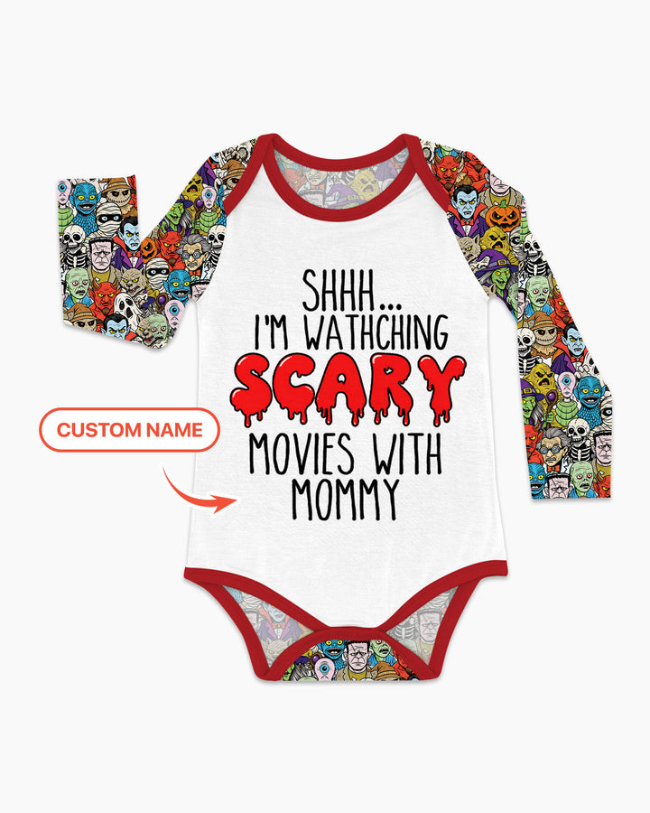 Personalized Shhh... I'm Watching Scary Movies With MOMMY Bamboo Bodysuit