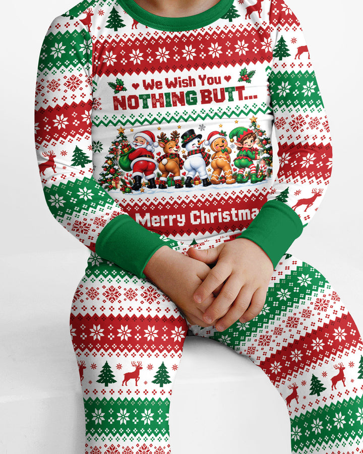 We Wish You Nothing Butt A Merry Christmas Bamboo Two Piece Long Sleeve Pajama Set