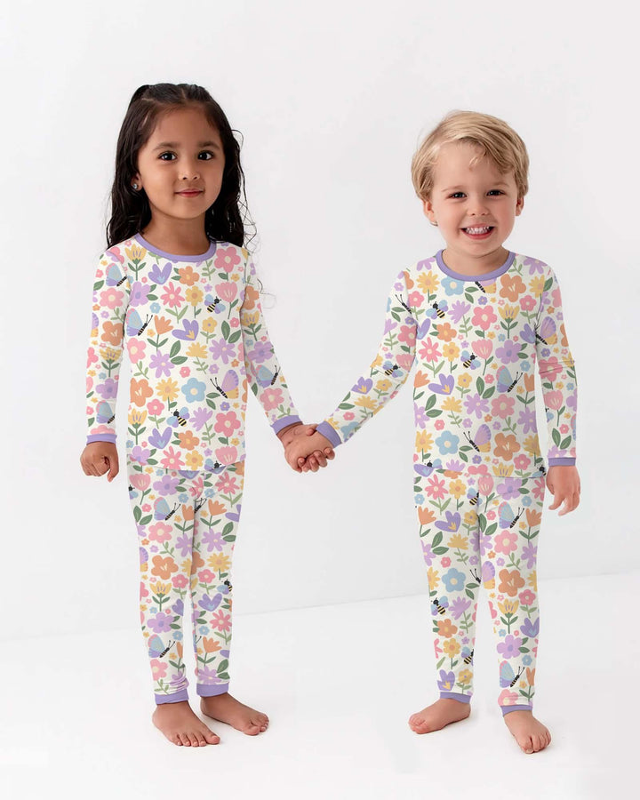 Flower Gardens Bamboo Two Piece Long Sleeve Pajama Set