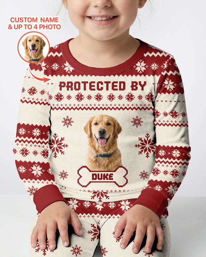 Custom Photo Protected By Pet Bamboo Two Piece Long Sleeve Pajama Set