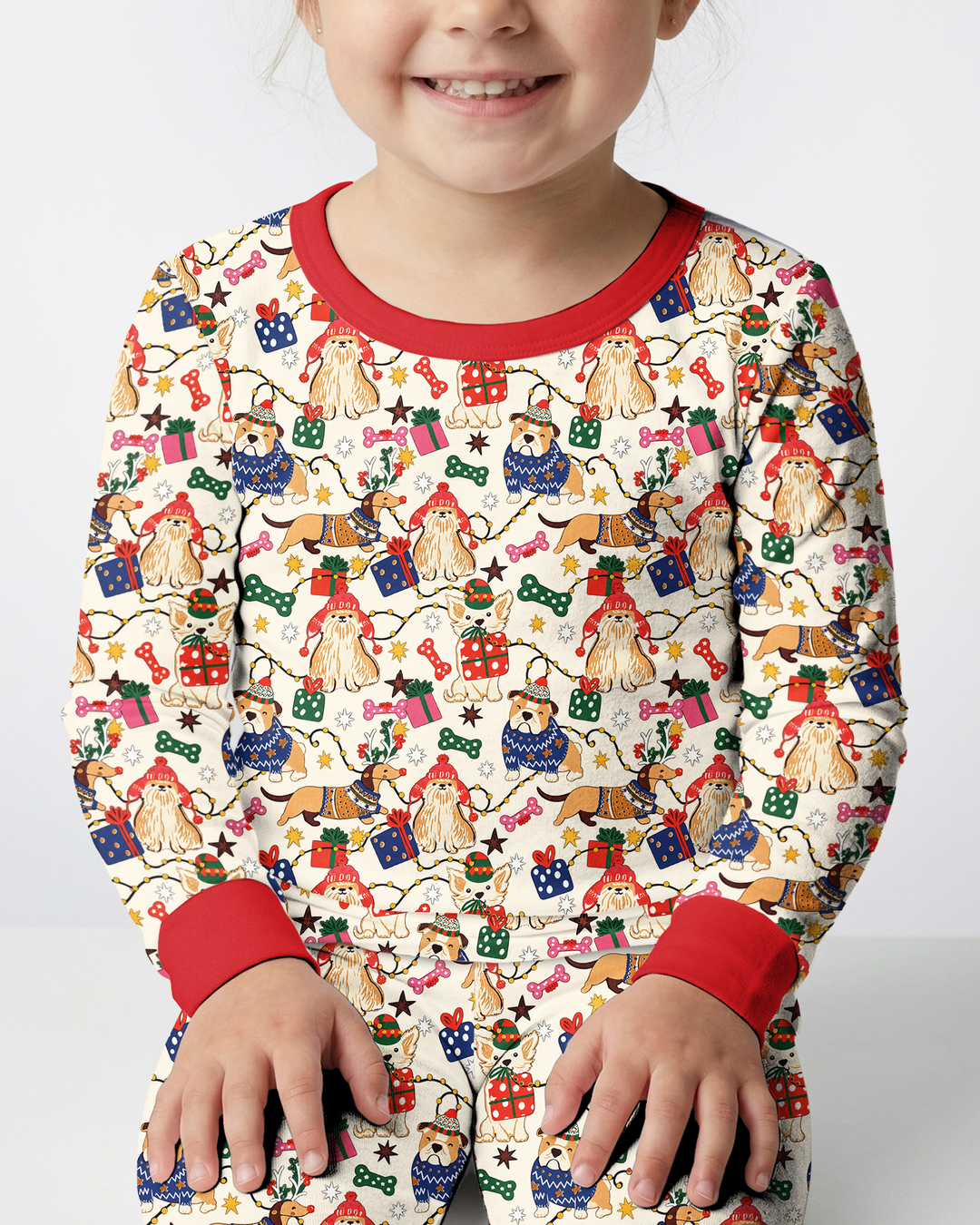Jolly Christmas Pups Bamboo Two Piece Long Sleeve Pajama Set