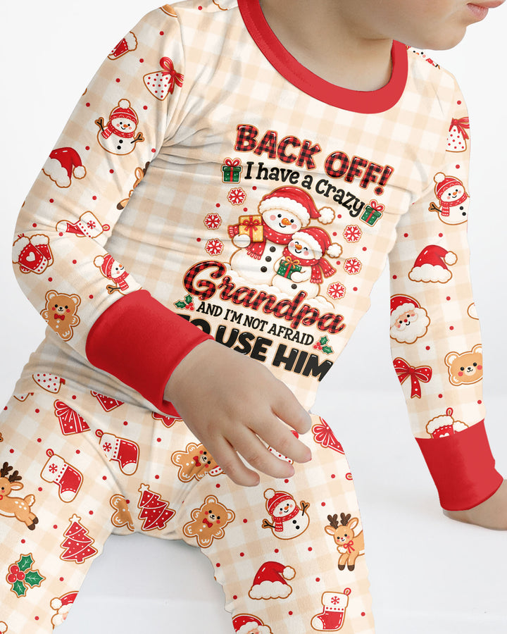 Back Off I Have A Crazy Grandpa Bamboo Two Piece Long Sleeve Pajama Set