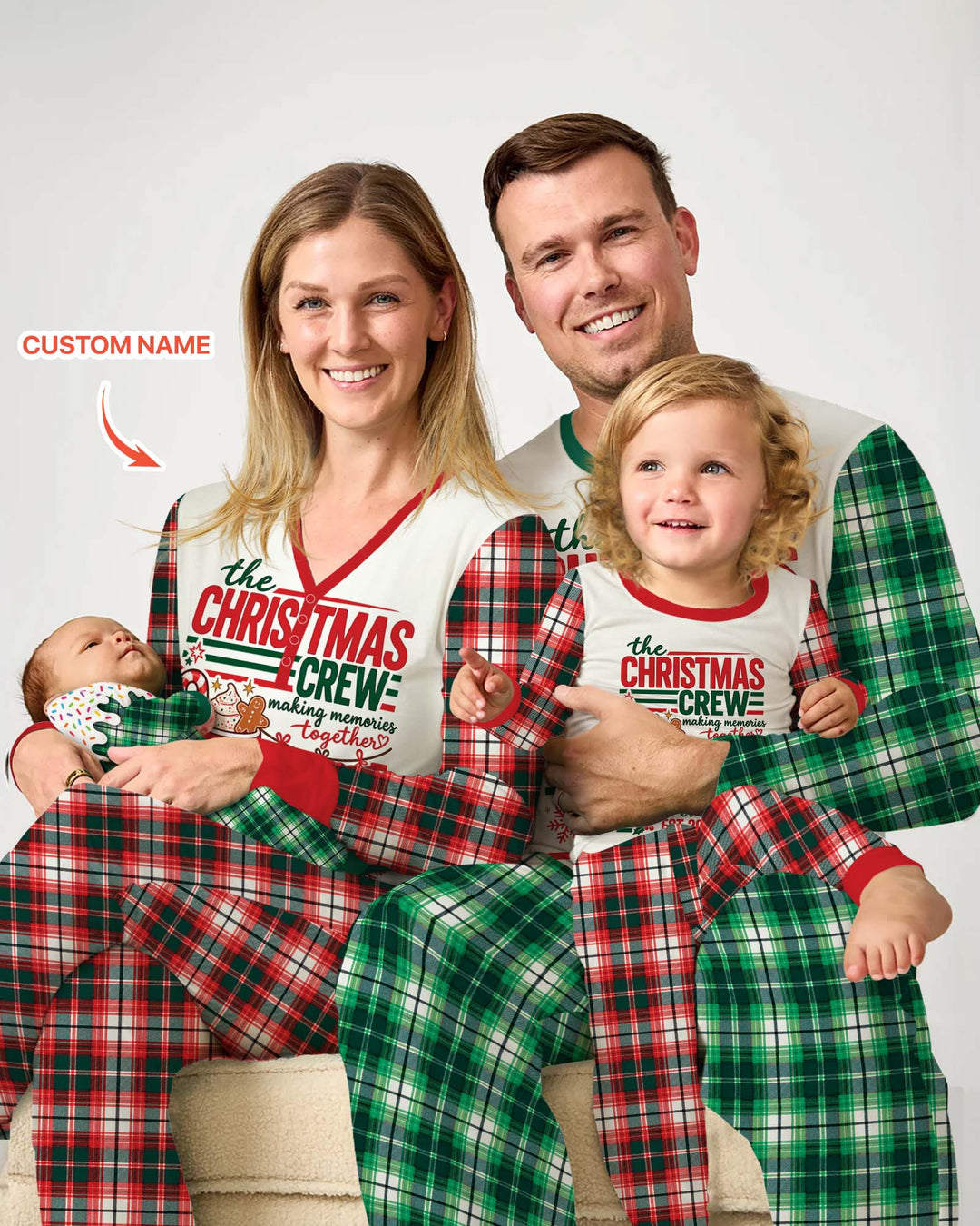 The Christmas Crew Custom Name Bamboo Two Piece Long Sleeve Pajama Set