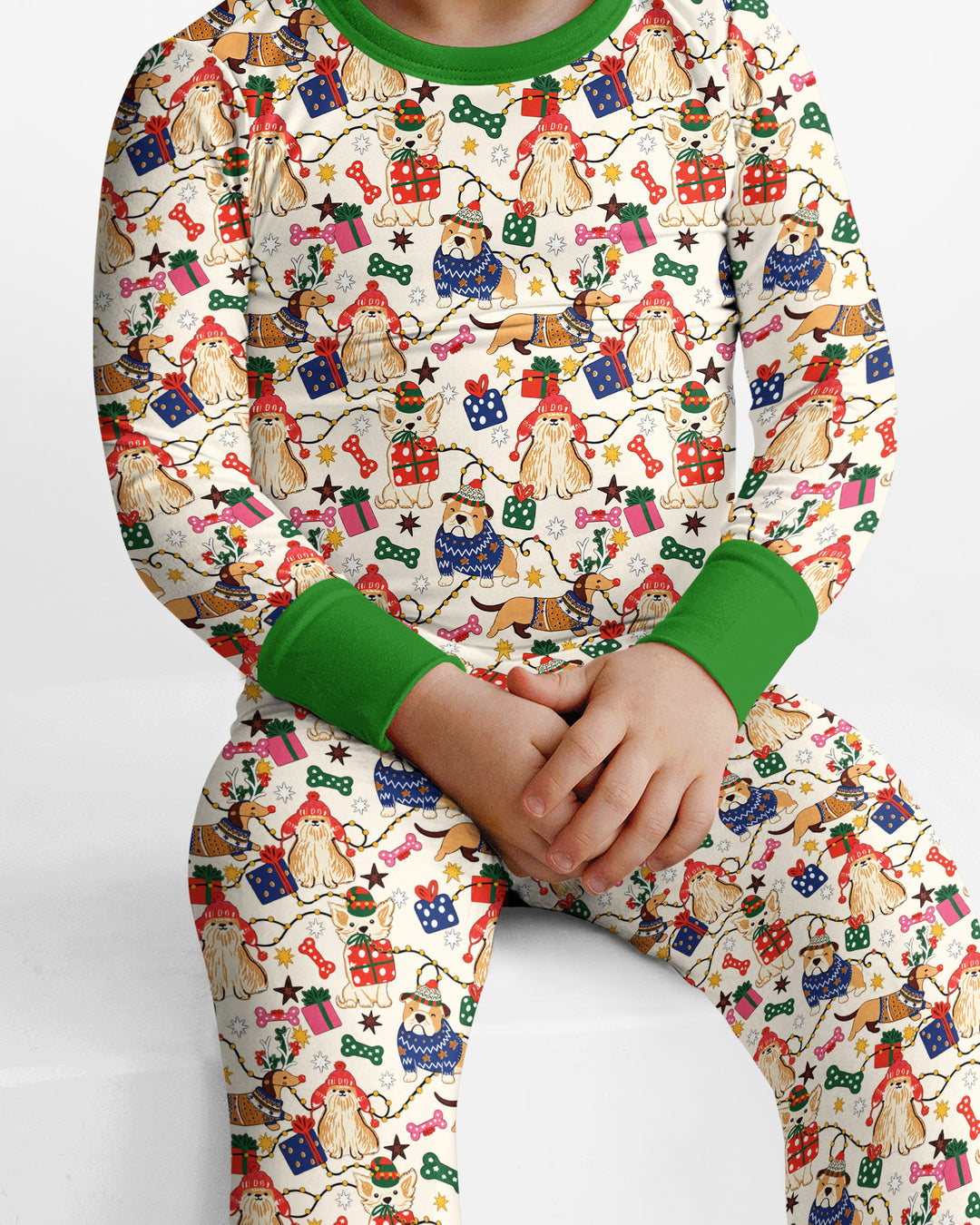 Jolly Christmas Pups Bamboo Two Piece Long Sleeve Pajama Set