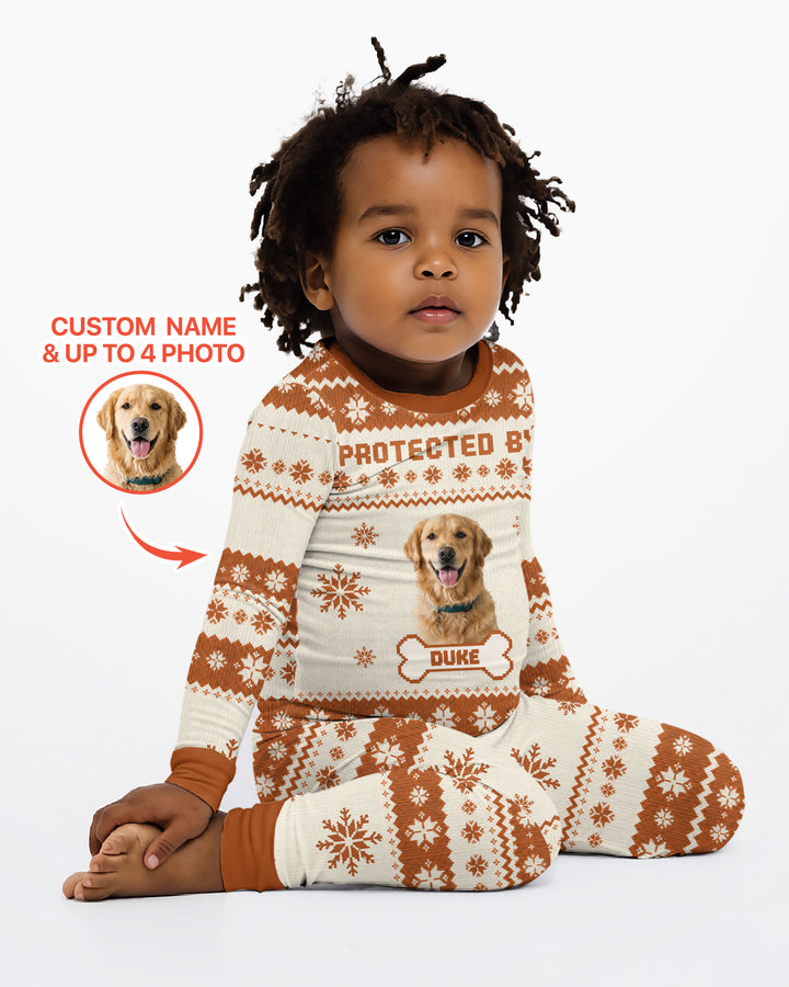 Custom Photo Protected By Pet Bamboo Two Piece Long Sleeve Pajama Set