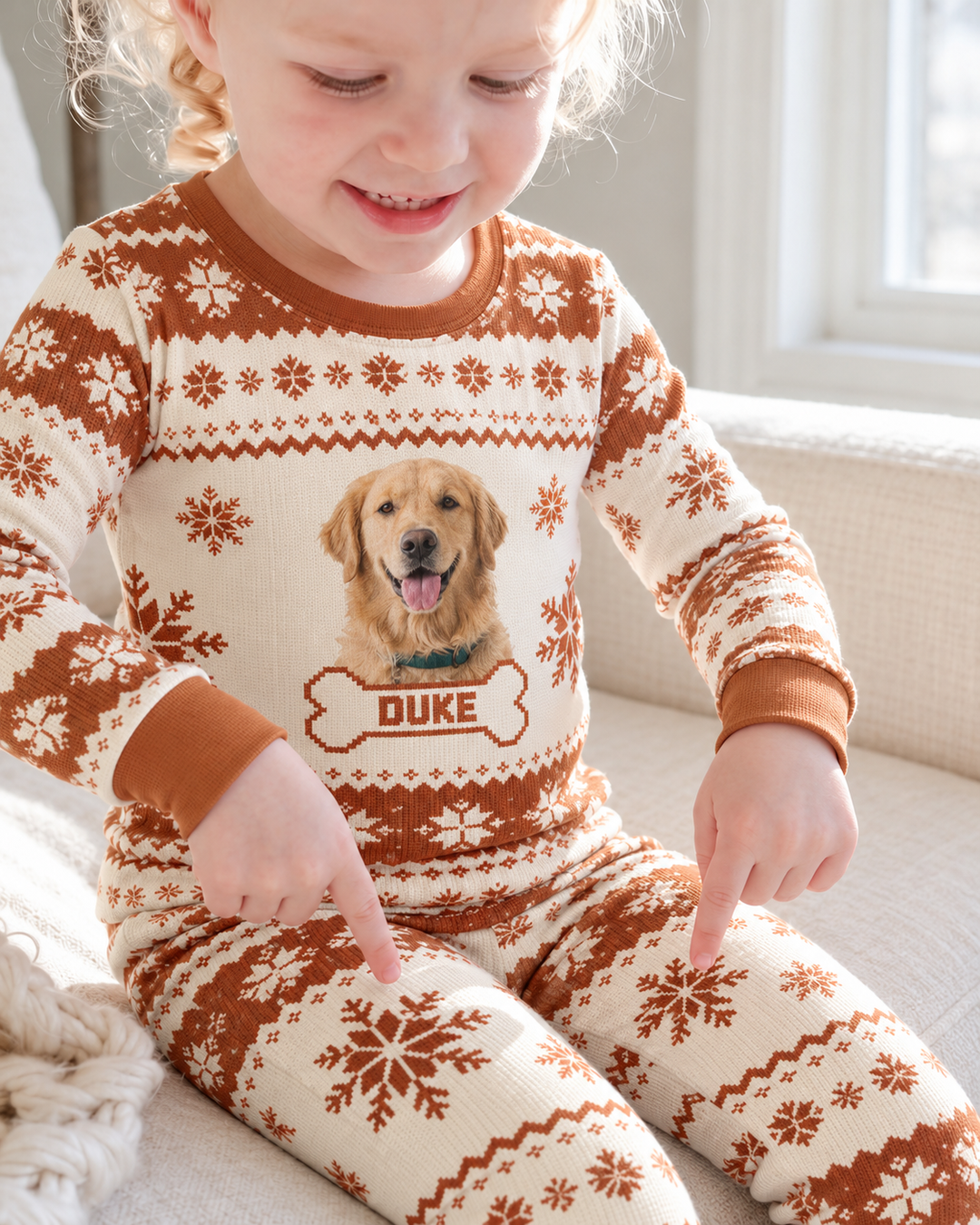 Custom Photo Protected By Pet Bamboo Two Piece Long Sleeve Pajama Set