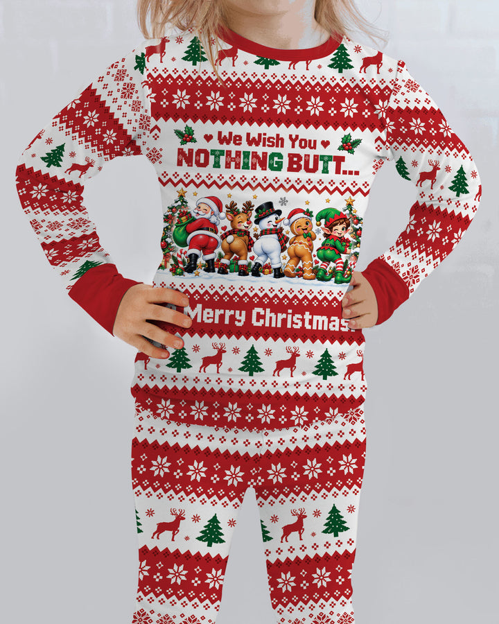 We Wish You Nothing Butt A Merry Christmas Bamboo Two Piece Long Sleeve Pajama Set