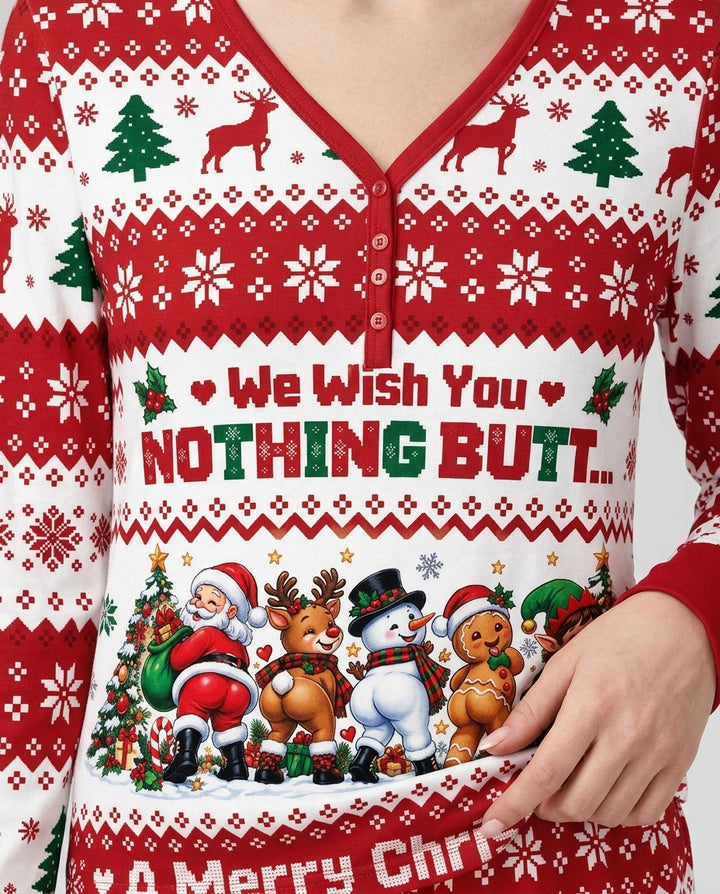 We Wish You Nothing Butt A Merry Christmas Bamboo Women Pajama Set