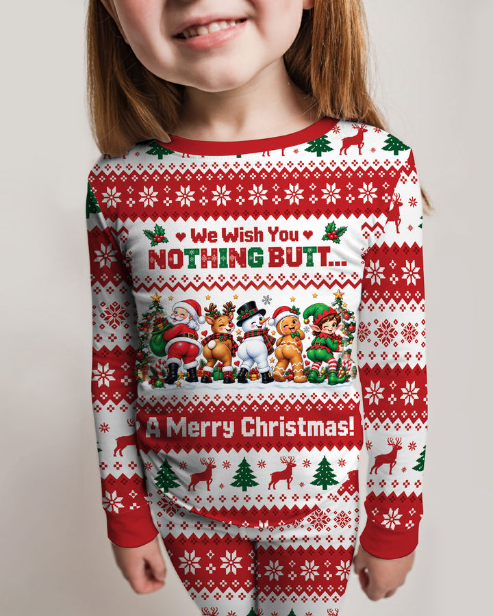 We Wish You Nothing Butt A Merry Christmas Bamboo Two Piece Long Sleeve Pajama Set