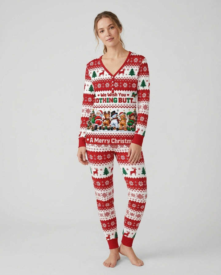 We Wish You Nothing Butt A Merry Christmas Bamboo Women Pajama Set