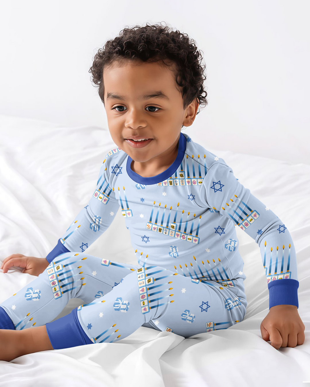 Jewish Mahjong Family Matching Bamboo Two Piece Long Sleeve Pajama Set