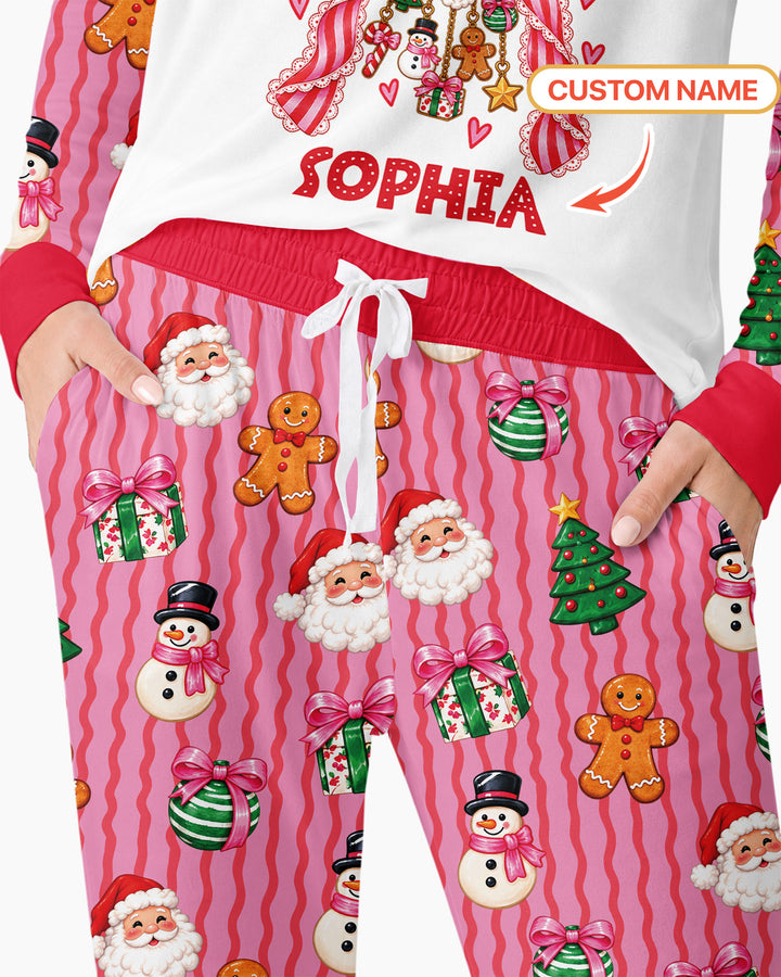 Holly Jolly Custom Name Mommy & Me Matching Bamboo Women Pajama Set