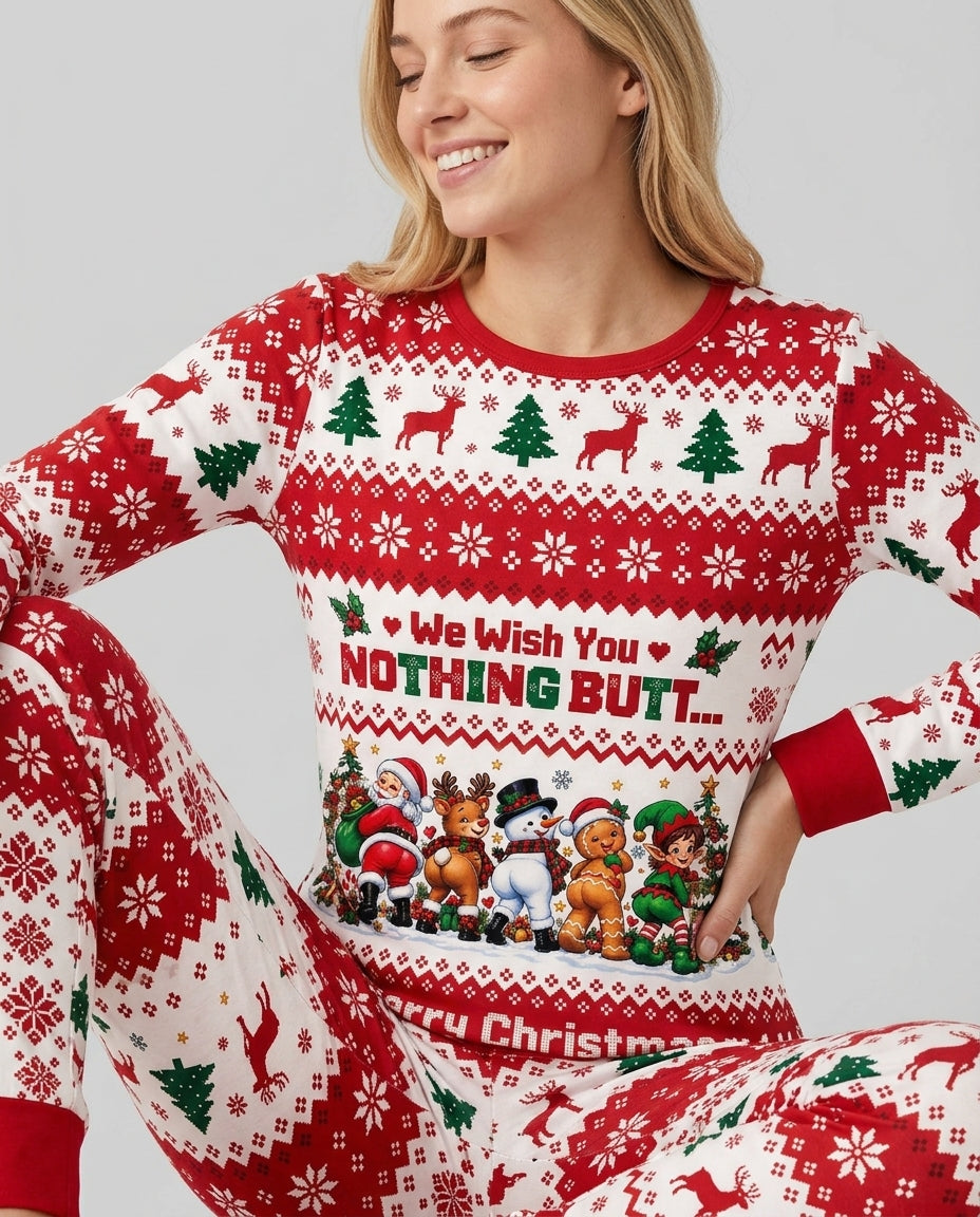 We Wish You Nothing Butt A Merry Christmas Bamboo Women Pajama Set
