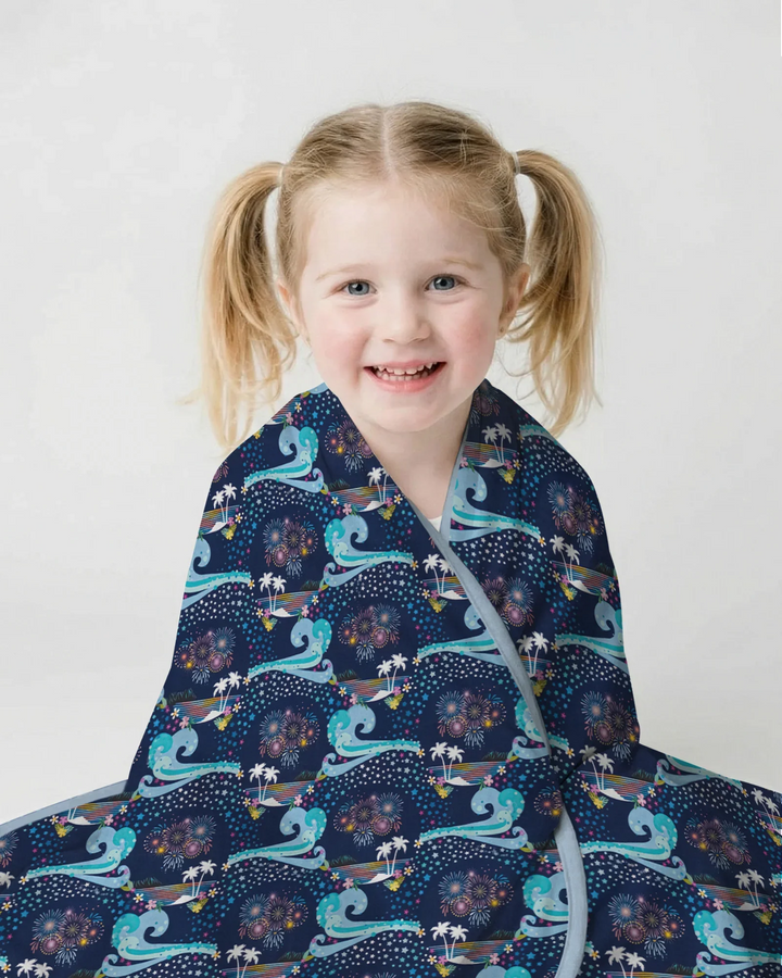 Starlit Surf Celebration Bamboo Blanket