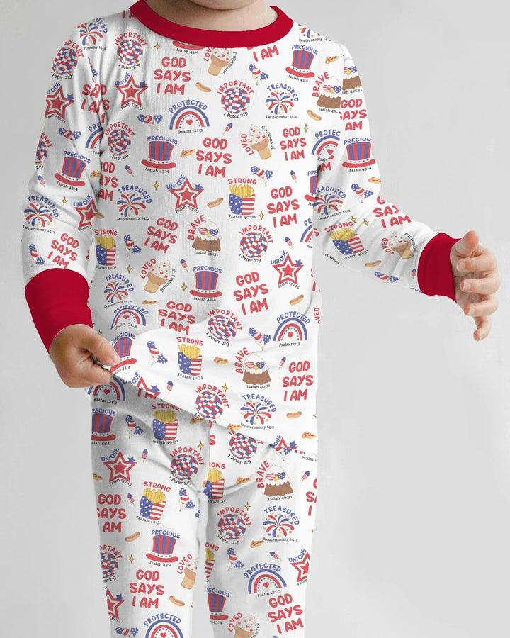 Zweiteiliges Langarm-Pyjama-Set mit Sommerfrüchten