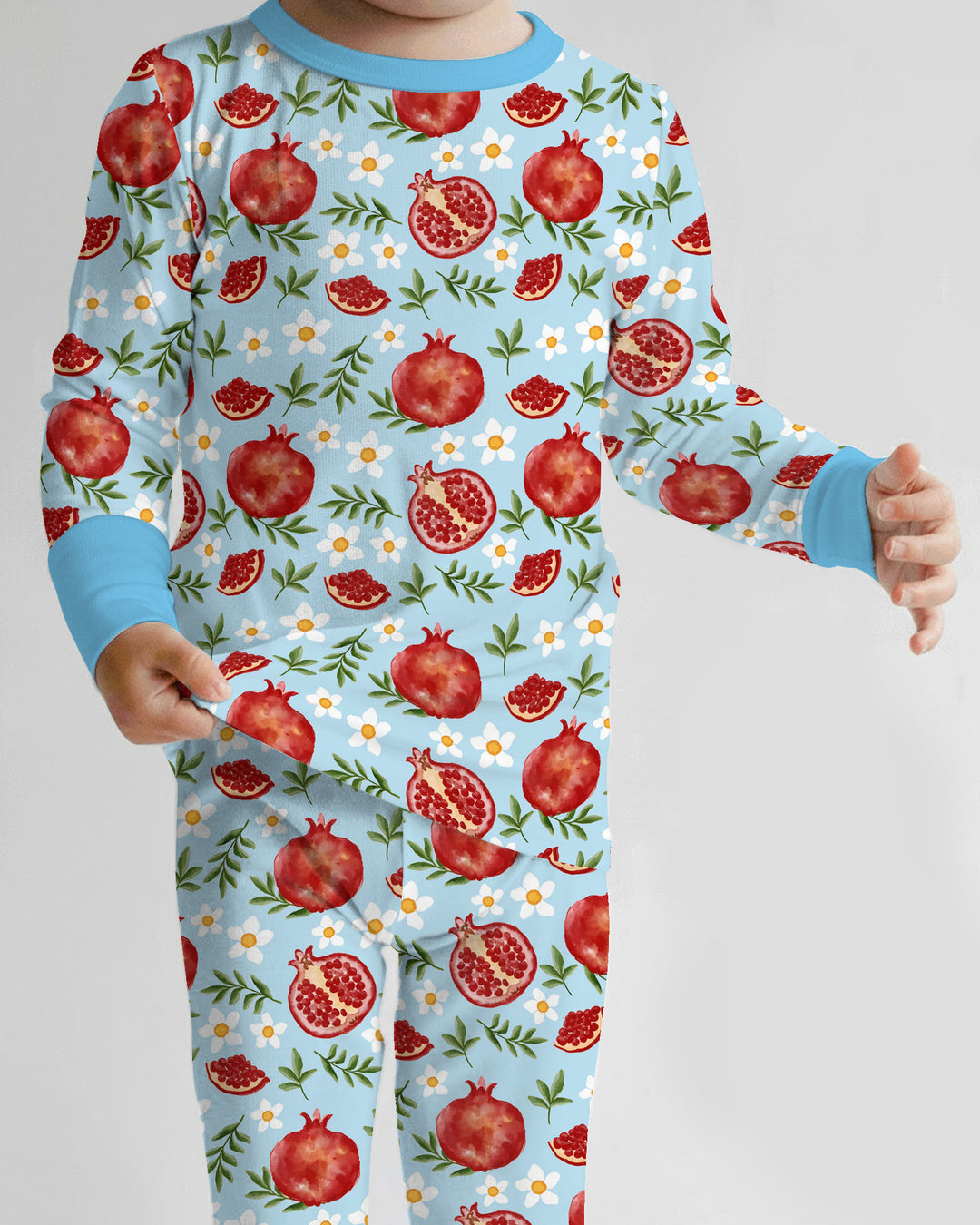 Zweiteiliges Langarm-Pyjama-Set mit Sommerfrüchten