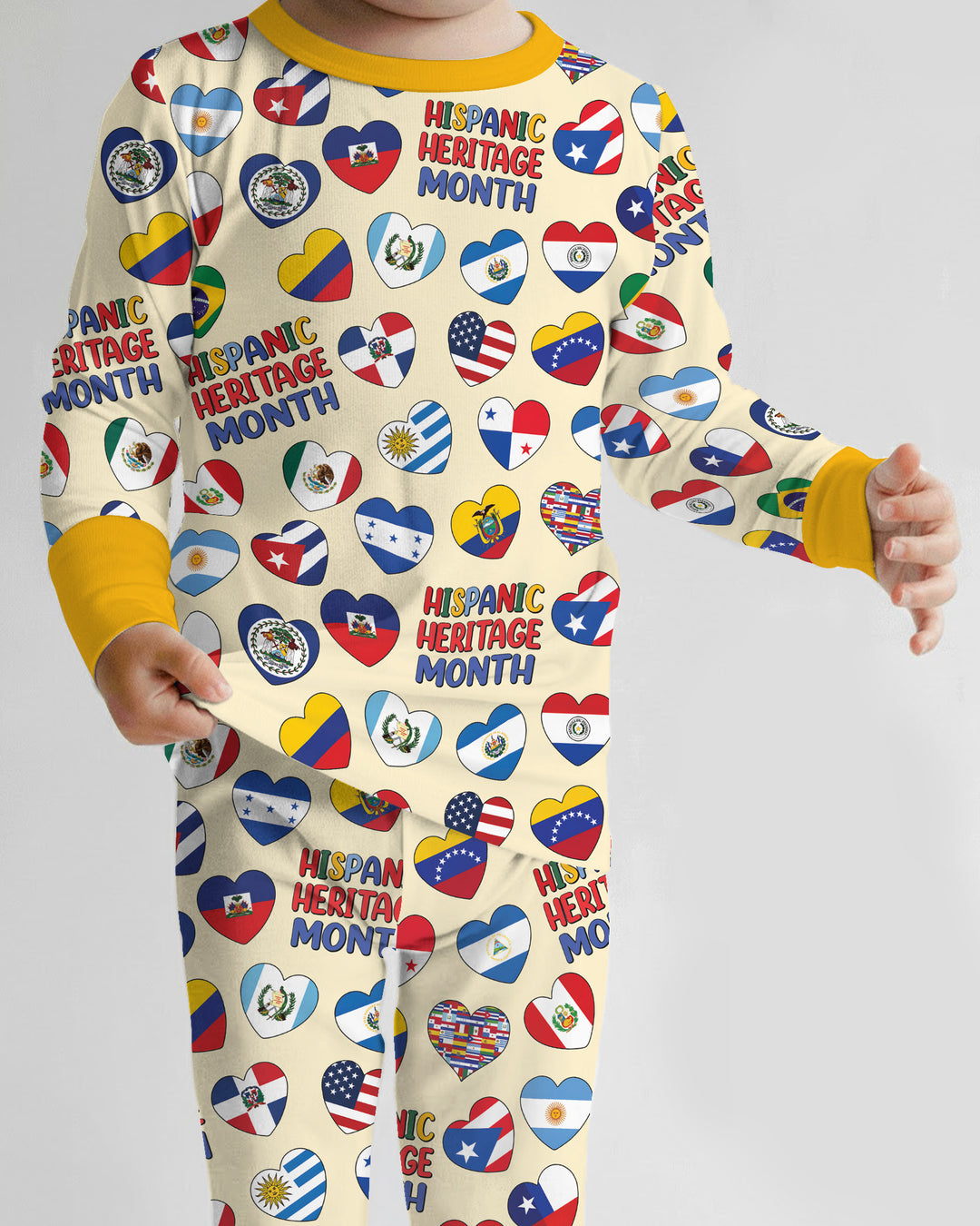 Country Flags Hispanic Heritage Month Bamboo Two Piece Long Sleeve Pajama Set