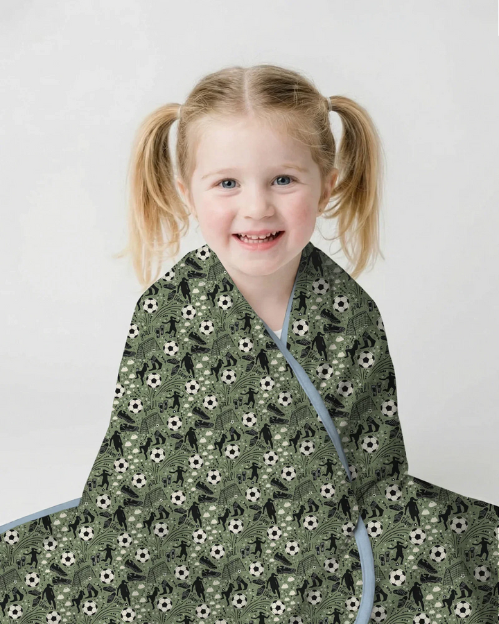 Sage Green Soccer Dreams Bamboo Blanket