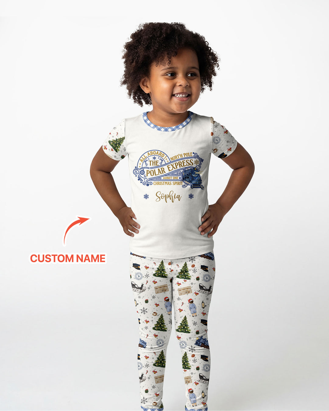 Custom Name North Pole Adventure Bamboo Two Piece Short Sleeve Pajama Set